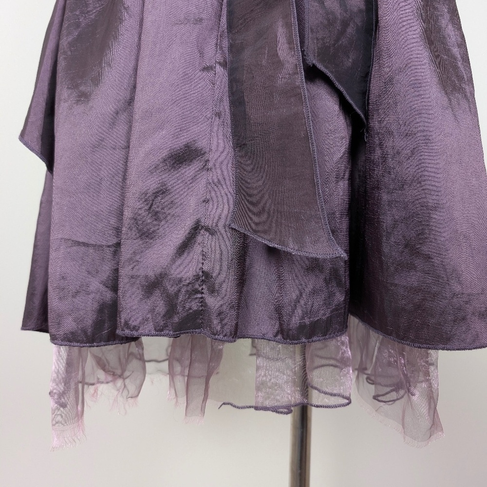 Vintage Purple Asymmetrical Ruffle Satin Dress - Picture 12 of 14